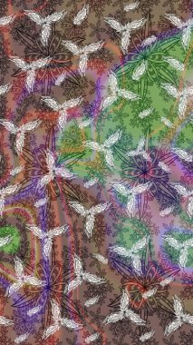 Çiçek rengi eskiz deseni. Raster Yumuşak kumaş deseni. Raster çiçek izi. Klasik taslak çizimi.