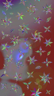 Kahverengi ve gri renklere karalamalar çizilmiş çiçek deseni. Raster illüstrasyonu.