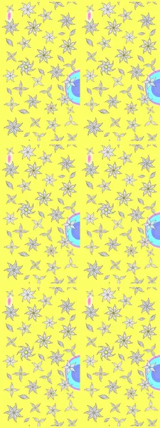 Düz Çiçek Elementleri Tasarımı. Renkli Bahar Teması eskiz kalıbı. Sarı ve beyaz renkli şirin çiçek desenleri. Raster Modaya uygun kumaş deseni.