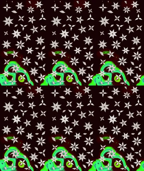 Çiçek buketleriyle klasik bir eskiz şekli. Siyah renklerde. Raster illüstrasyonu.