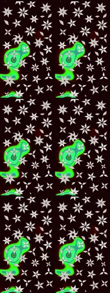 Raster illüstrasyonundaki çiçek desenli çizim. Düz Çiçek Elementleri Tasarımı. Güzel kumaş deseni. Renkli Bahar Teması çizim şablonu.