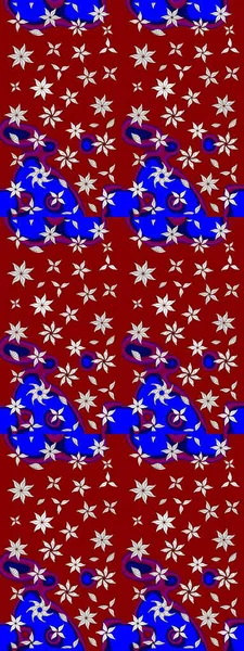 Millefleur 'lar. Küçük kırmızı ve mavi renkte güzel bir besin torbası deseni, çiçekler. Tekstil, kumaş, kapaklar, duvar kağıtları, baskı, paket, koleksiyon defteri, örgü, dekupaj için çiçek arkaplanı..