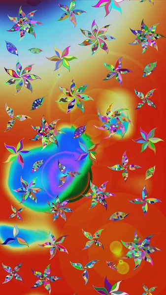 Çiçekler turuncu ve kırmızı renklerde. Elle boyanmış suluboya resim çizimi çiçekler ve bitkiler.