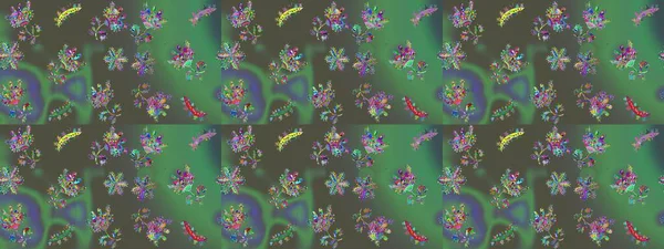 Raster illüstrasyonu. Raster deseni. Küçük çiçekteki sevimli çiçek deseni. # Yeşil, gri ve mavi renkte yaz çiçekleri #.
