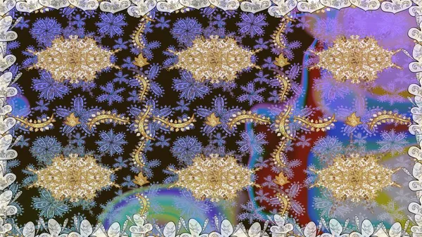 Damask pürüzsüz süsü. Kahverengi renkler üzerinde klasik oryantal desen. Geleneksel raster ve altın desen.