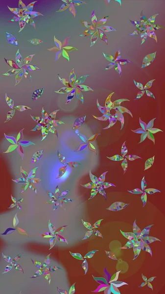 Kahverengi ve gri renklere karalamalar çizilmiş çiçek deseni. Raster illüstrasyonu.