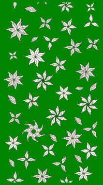 Raster illüstrasyonu. El çizimi. Çiçekli, yapraklı, çiçek desenli çizim..