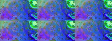 Mavi ve menekşe renginde çiçekler olan çiçek deseni çiz. Suluboya tarzında mavi ve mor renkte çiçekler.