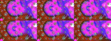 Raster illüstrasyonu. Kahverengi ve mor renkli çiçekler. Çizim çiçek deseni duvar kağıdı için kullanılabilir.