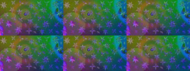 Nazik romantik baskı. Tatil havası. Bahar mevsimi. Raster güzel bir çiçek deseni çizmiş. Yeşil ve mavi renkte çiçekler.