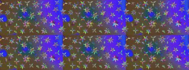 Mor ve kahverengi renklere karalamalar çizilmiş çiçek deseni. Raster illüstrasyonu.