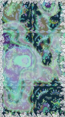 Raster illüstrasyonu. Kusursuz çiçek deseni duvar kâğıdı olarak kullanılabilir. Mavi ve gri renkte çiçekler.