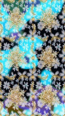 Kusursuz desenli altın elementler. Altın şablon. Klasik çiçek dokusu. Kart, duvar kağıdı, ambalaj ve tekstil için klasik tasarım. Tarafsız renklerde Royal retro. Raster illüstrasyonu.