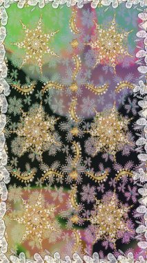 Çiçek deseni. Duvar kâğıdı barok, İspanyol kumaşı. Kusursuz raster arka plan. Şık bir grafik desen. Gri ve nötr renklerdeki altın elementler.