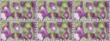 Raster illüstrasyonu. Şirin çiçekli kusursuz desen ve nötr ve mor renkli yapraklar, suluboya çiçek deseni, duvar kağıdı, kart veya kumaş için fayanslı.