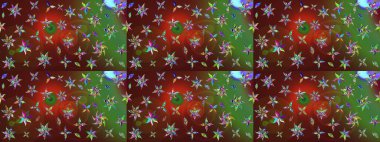 Desen, çizim, çiçek sınırı. Çiçek çelengi. Güzel, parlak, pürüzsüz kumaş, tuval. Kıvırcık, parlak örgü. Eski moda arka plan. Raster illüstrasyonu.