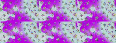 Tarafsız ve mor renklerde Asya tekstil tarzında. Raster illüstrasyonu. Suluboya çiçekli çiçek deseni.