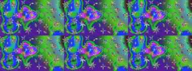 Çiçek deseni. Yeşil ve mavi renkte çiçek çizimi. Şatafatlı bahar bahçesi dokusu. Raster illüstrasyonu. Yeşil ve mavi renkte çiçekler.