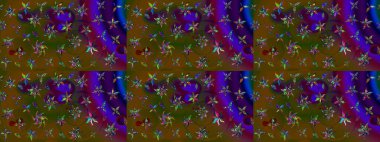 Kahverengi ve yeşil renkli çiçekler. Raster illüstrasyonu. Robot resim. Şirin çiçek elementleri..