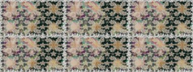 Elle boyanmış suluboya, dikişsiz çiçekler ve bitkiler. Gri ve nötr renkte çiçekler.