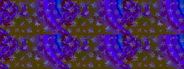 Raster illüstrasyonu. Tropik çiçek desenleri. Kahverengi ve mor renkte çiçekler.