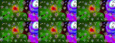 Yeşil ve mor renkli çiçekler. Düz Çiçek Elementleri Tasarımı. Raster illüstrasyonundaki çiçek desenli çizim. Renkli Yaz Teması çizim şablonu.