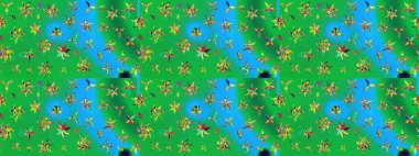 Düz Çiçek Elementleri Tasarımı. Raster güzel kumaş deseni çiziyor. Renkli Bahar Teması eskiz kalıbı. Çiçek deseni.