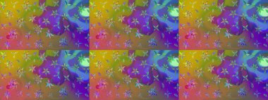 Çizgi çizimi kalıbı. Şirin çiçekler. Raster Moda kumaş deseni.