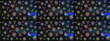 Gri ve mavi renklerde. Raster illüstrasyonu. 3D çiçekler, çizim.