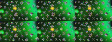 Sketch retro pattern with flowers. Colour Summer Theme sketch pattern Background. Flowers on green and gray colors. Flat Flower Elements Design.