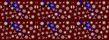 Bir sürü kırmızı ve nötr soyut çiçekli tropik eskiz deseni. Renkli ve nötr raster çizimi. Küçük çiçekte sevimli çiçek deseni var..