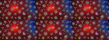 Kırmızı ve kahverengi renkte etnik çiçeklerle süslenmiş zarif bir eskiz şekli. Asya Tekstil 'inde Raster Çiçek İllüstrasyonu.