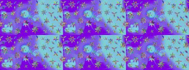 Raster illüstrasyonu. El çizimi. Çiçekli, yapraklı, çiçek desenli çizim..