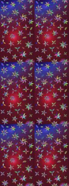 Raster illüstrasyonu. Suluboya çiçekli çiçek deseni. Mor ve kırmızı renklerde Asya tekstili.