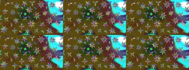 Çiçekler. Soyut etnik raster çizim kalıbı. Vadinin çiçekleri yeşil ve kahverengi renklerde.