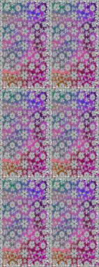 Çok renkli, zarif küçük çiçekler ve gri renkli komik böcekler, raster desen, illüstrasyon.