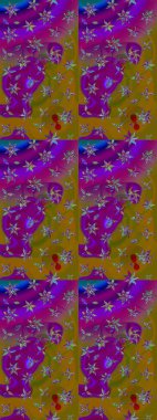 Renkli Bahar Teması eskiz kalıbı. Çiçeksel fantezi tasarımı ve parlak bir arka plan çizimi. Düz Çiçek Elementleri Tasarımı.