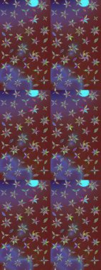 Güzel kumaş deseni. Düz Çiçek Elementleri Tasarımı. Raster illüstrasyonu. Çiçek desenli çizim. Renkli Bahar Teması eskiz kalıbı. Asya tekstil tarzında.