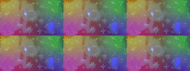 Ağaç dallı bahar çiçekleri ile desen, yeşil ve mor renkler ile çiçek silueti. Raster deseni.