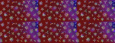 Düz Çiçek Elementleri Tasarımı. Renkli Bahar Teması eskiz kalıbı. Raster illüstrasyonundaki çiçek desenli çizim. Güzel kumaş deseni.