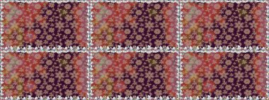 Çiçeksiz desenli arka plan, darbeler, sıçramalar, yaz çiçekleri. Kahverengi renkli çiçekler. Raster illüstrasyonu.