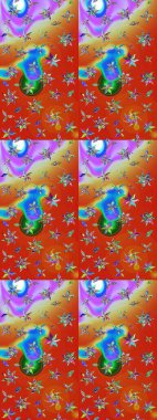 Düz Çiçek Elementleri Tasarımı. Çiçekler turuncu ve kırmızı renklerde. Çiçekli çizim şekli. Renkli Bahar Teması çizim şablonu.