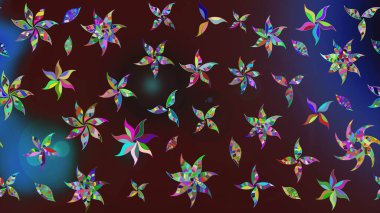 Raster illüstrasyonu. Çizim çiçek deseni duvar kâğıdı olarak kullanılabilir. Kahverengi ve mavi renkte çiçekler.