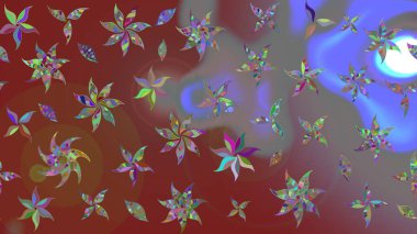 Çiçekli çiçek deseni, suluboya. Raster deseni. Süslü kumaş deseni.