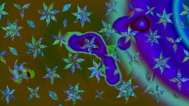 Düz Çiçek Elementleri Tasarımı. Süslü kumaş deseni. Raster illüstrasyonundaki çiçek desenli çizim. Renkli Bahar Teması çizim şablonu.