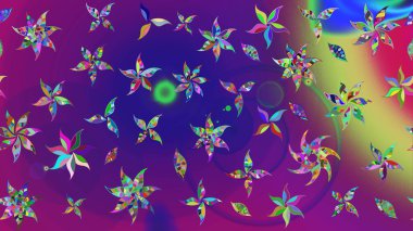 Mor ve mor renkli çiçekler. Raster illüstrasyonu. Çizim çiçek deseni duvar kağıdı için kullanılabilir.