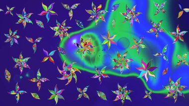 Küçük çiçekte güzel bir desen. Motley illüstrasyonu. Robot resim. Küçük renkli çiçekler. Çiçekli bahar çiçekleri. Moda baskıları için zarif bir şablon.