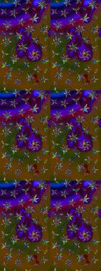 Eskiz klasiği. Renkli Bahar Teması eskiz kalıbı. Düz Çiçek Elementleri Tasarımı. Raster Şirin kumaş deseni.