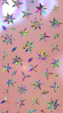 Soyut etnik raster çizim kalıbı. Vadinin çiçekleri tarafsız ve pembe renklerde. Çiçekler..