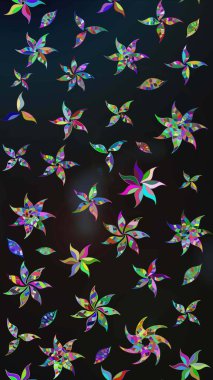 Raster illüstrasyonu. Gri ve mavi renkte çiçekler. Çiçek desenli eskiz, vuruşlar, sıçramalar, yaz çiçekleri..